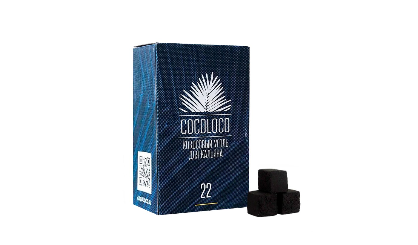 Уголь для кальяна кокосовый Cocoloco 22мм (1 кг) 96 шт