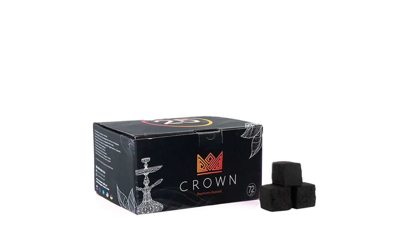 Уголь для кальяна кокосовый Crown 25мм (1 кг) 72 шт