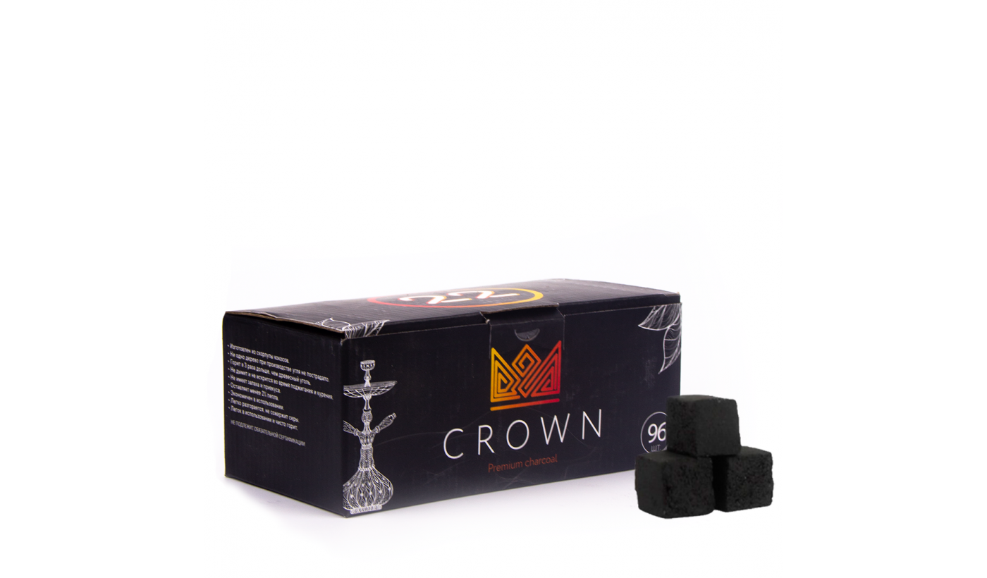 Уголь для кальяна кокосовый Crown 22мм (1 кг) 96 шт