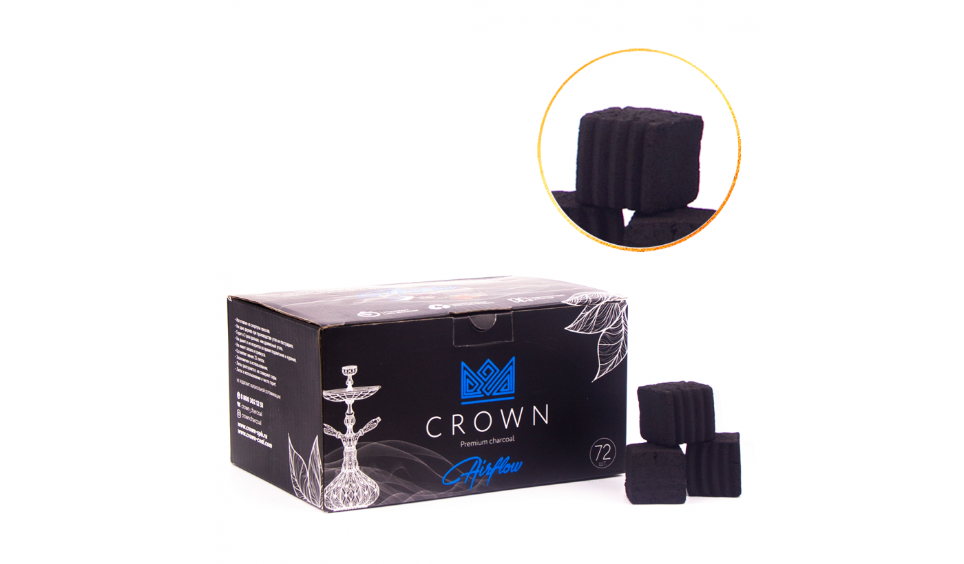 Уголь для кальяна кокосовый Crown Airflow 25мм (1 кг) 72 шт